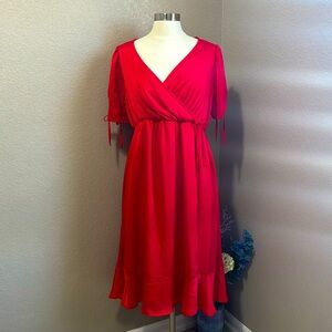 BNWT Torrid Red Stripe Faux Wrap Dress with Pockets 0X (L -12)